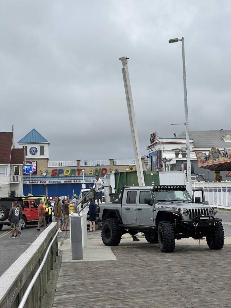 jeeps start to enter the boardwalk in ocean city