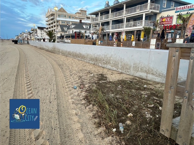 sea wall with Erin water marks