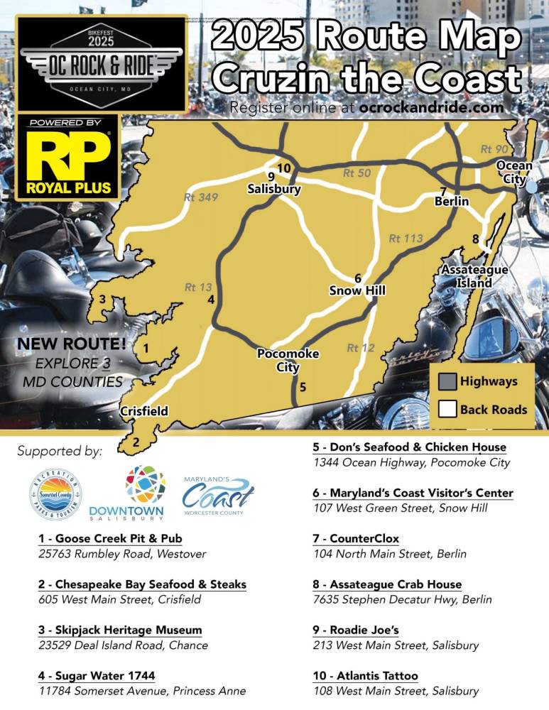 2025 route map cruzin the coast