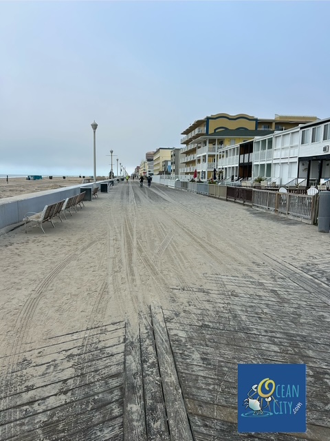 Lots of sand on boardwalk after storm
