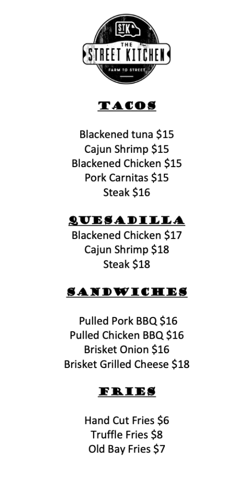 Street Kitchen menu