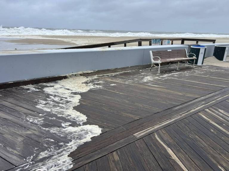 water on the boardwalk