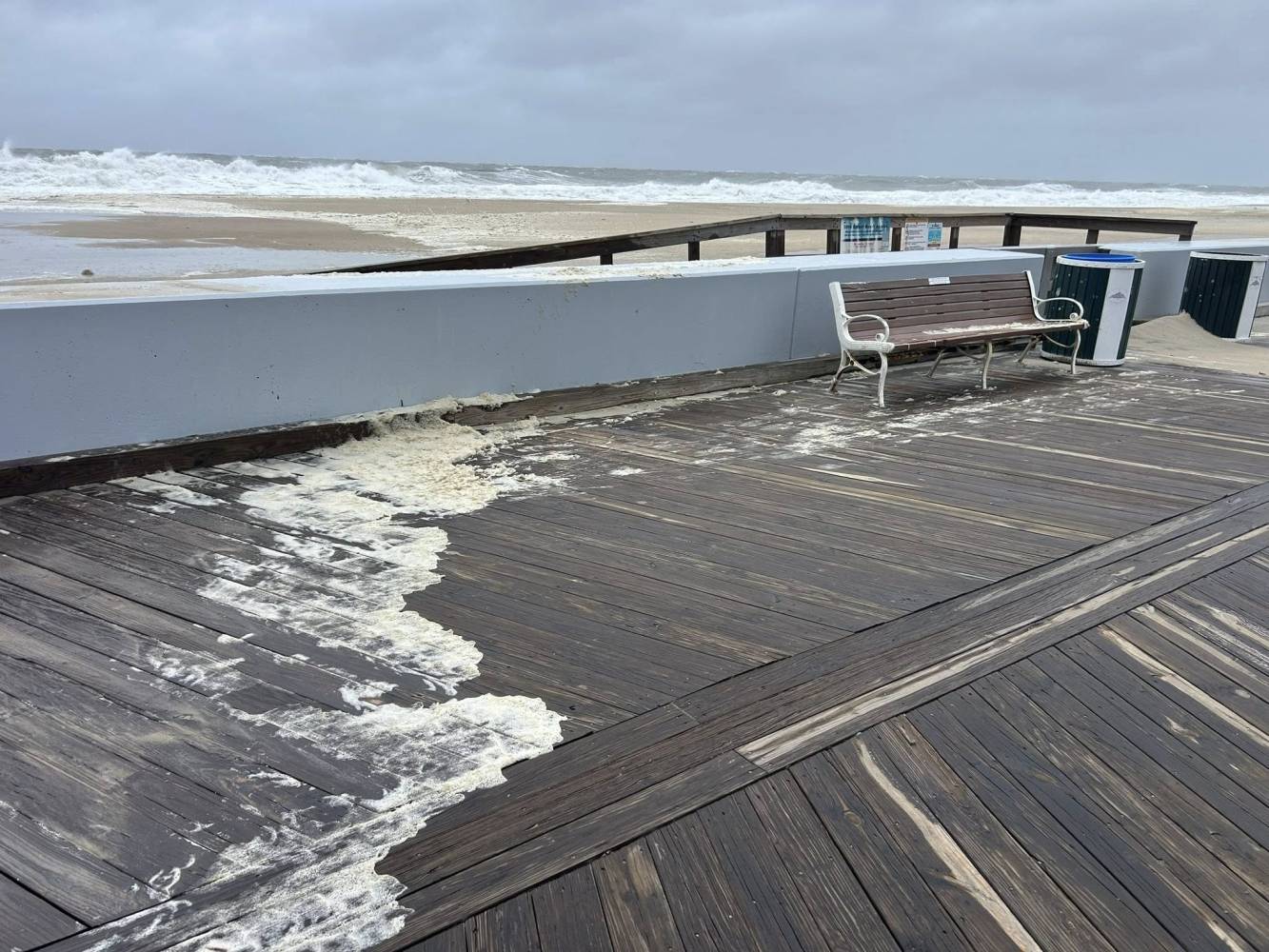water on the boardwalk