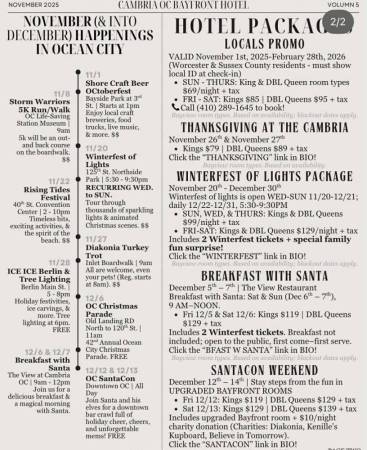 Cambria Thanksgiving and Holiday