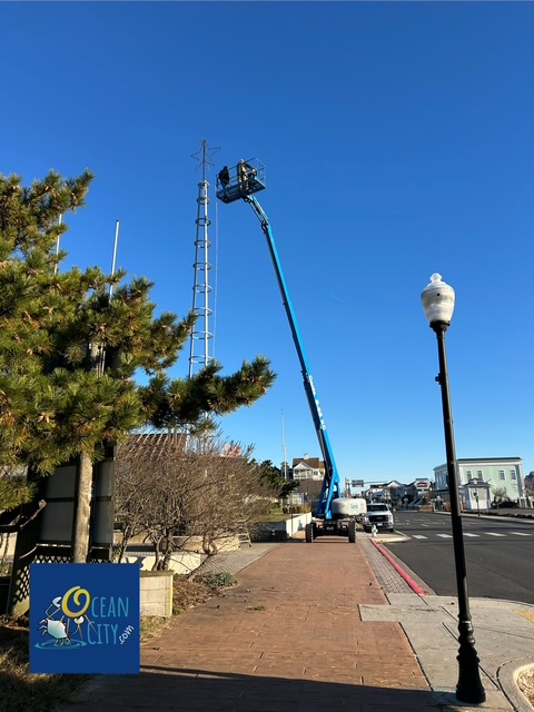 setting up holiday lights