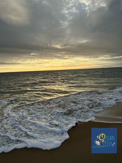 beach sunrise on cloudy morning