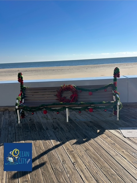 decorated boardwalk bench