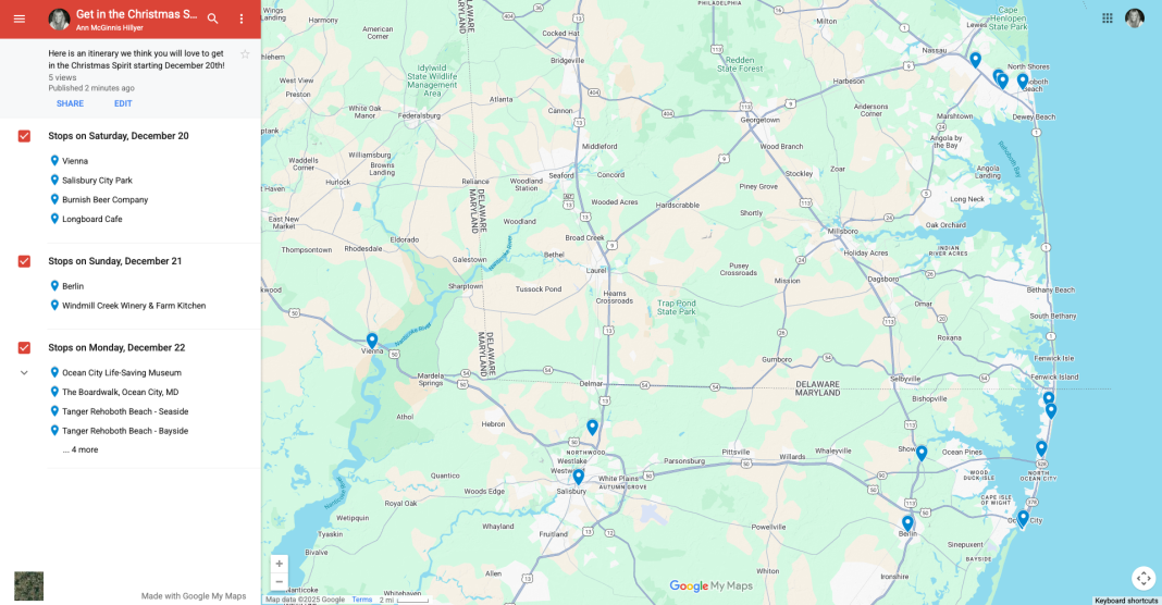 Get in the Christmas Spirit: OceanCity.com - Google My Maps