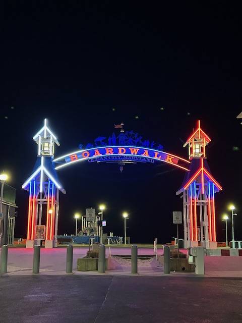 Boardwalk archway with lights